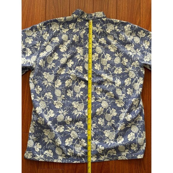 Reyn Spooner Hawaiian Shirt Large Blue Floral Pineapple Short Sleeve Classic Fit - Picture 12 of 12